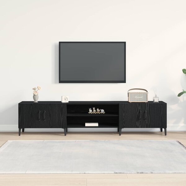 TV szekrény 180 x 31,5 x 40 cm Fekete tölgy Szerelt Fa