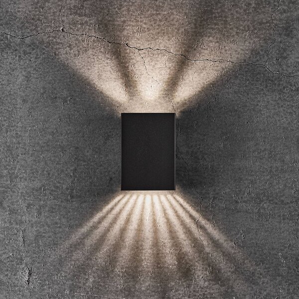 Nordlux LED kültéri fali 10 x 15cm fekete összecsukható, Fekete, Alumínium, Modern