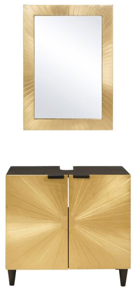 Fürdőszobai Szekrény Szett 2 db Fekete és Brass 62 x 33 x 58 cm