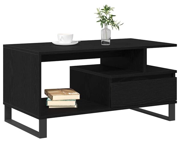 Dohányzóasztal Fekete tölgy 90 x 49 x 45 cm Szerelt Fa