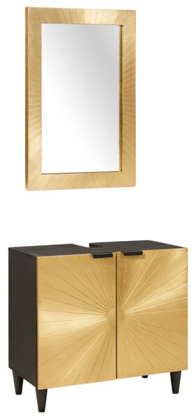 Fürdőszobai Szekrény Szett 2 db Fekete és Brass 62 x 33 x 58 cm