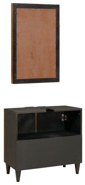 Fürdőszobai Szekrény Szett 2 db Fekete és Brass 62 x 33 x 58 cm