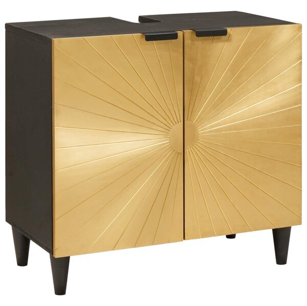 Fürdőszobai Szekrény Szett 2 db Fekete és Brass 62 x 33 x 58 cm