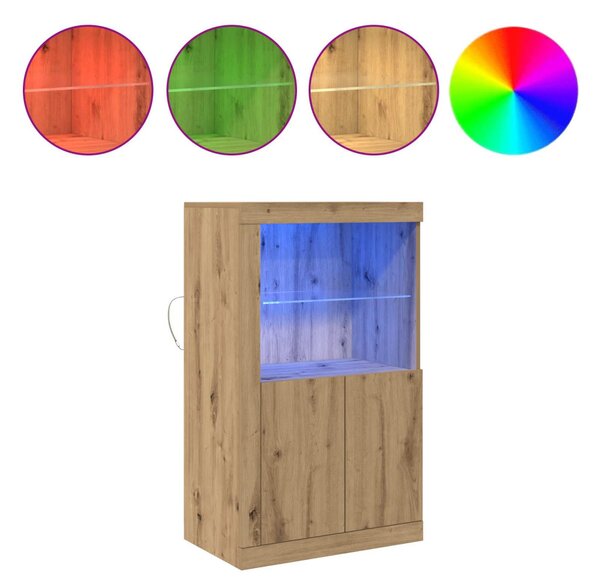 LED tálaló 60,5 x 37 x 100 cm Szerelt Fa Artisan tölgy