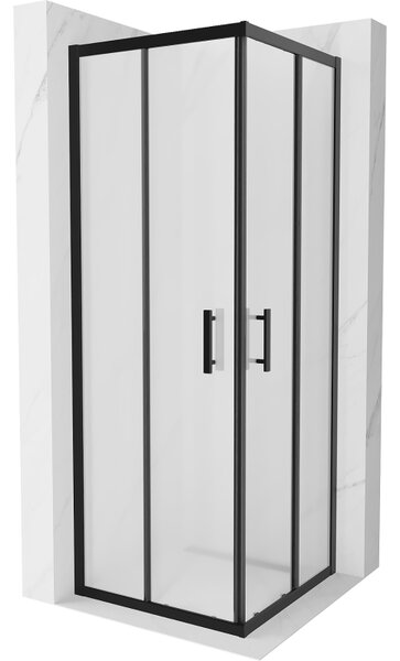 Mexen Rio, négyzet alakú zuhanykabin tolóajtóval 70 (ajtó) x 70 (ajtó) x 190 cm, 5 mm matt üveg, fekete profil, 860-070-070-70-30