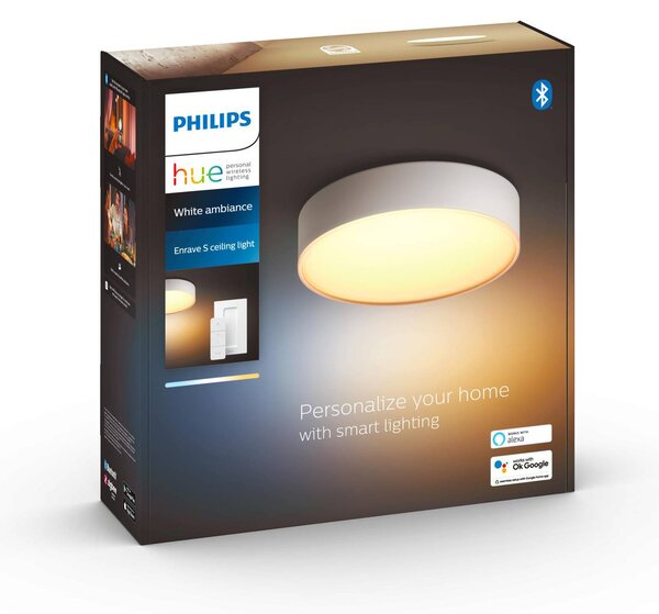 Philips Hue Enrave LED mennyezeti lámpa 26.1cm fehér, dimmelhető, Fehér / opál, Nappali / Étkező, fém, Modern