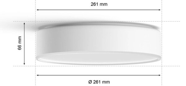 Philips Hue Enrave LED mennyezeti lámpa 26.1cm fehér, dimmelhető, Fehér / opál, Nappali / Étkező, fém, Modern