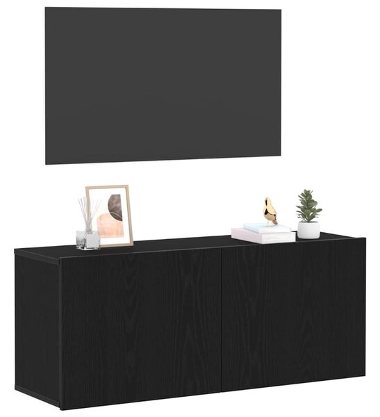 TV szekrény garnitúra 100 x 30 x 41 cm Fekete tölgy Szerelt Fa