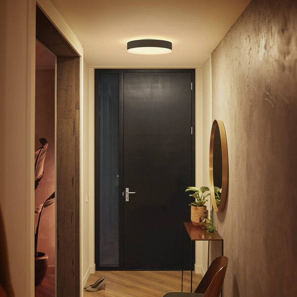 Philips Hue Enrave LED mennyezeti lámpa 38,1cm fekete, dimmelhető, Fekete, Nappali / Étkező, fém, Modern
