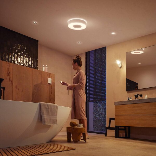 Philips Hue Xamento LED mennyezeti lámpa fehér 38cm, dimmelhető, Fehér / opál, Fürdőszoba, fém, Modern