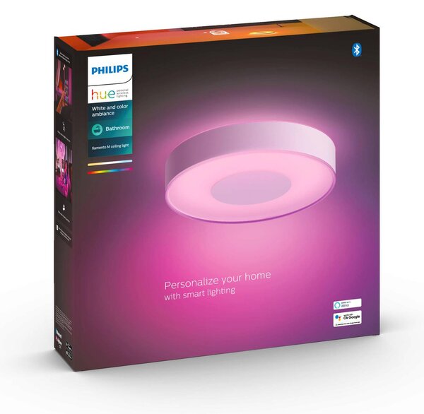 Philips Hue Xamento LED mennyezeti lámpa fehér 38cm, dimmelhető, Fehér / opál, Fürdőszoba, fém, Modern