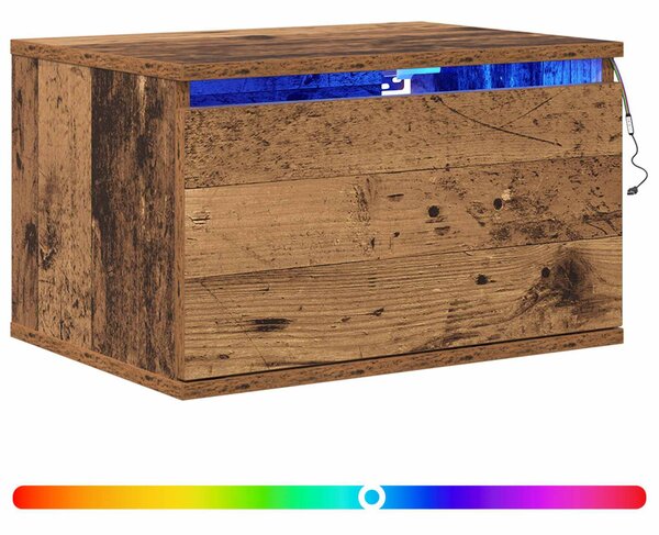 Fali éjjeli szekrény 2 db Öreg fa 50 x 36 x 30 cm Szerelt Fa