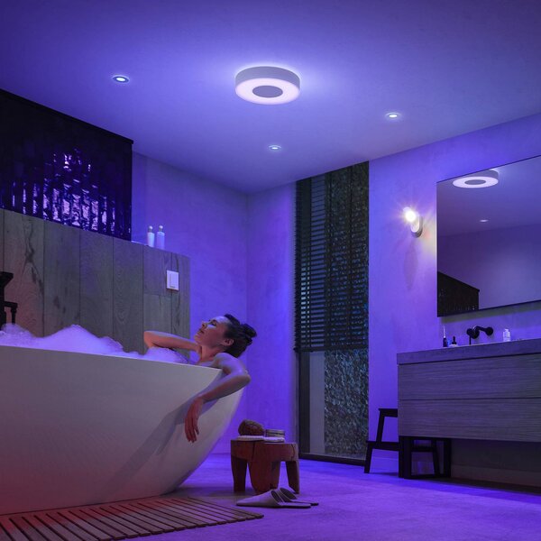 Philips Hue Xamento LED mennyezeti lámpa fehér 38cm, dimmelhető, Fehér / opál, Fürdőszoba, fém, Modern
