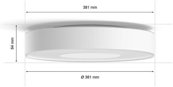 Philips Hue Xamento LED mennyezeti lámpa fehér 38cm, dimmelhető, Fehér / opál, Fürdőszoba, fém, Modern