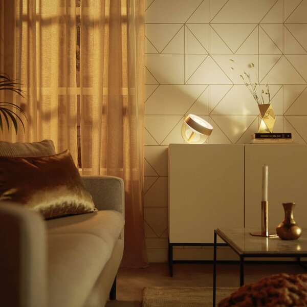 Philips Hue Iris WACA LED asztali lámpa, arany, dimmelhető, Sárgaréz / arany, Nappali / Étkező, Műanyag, Modern