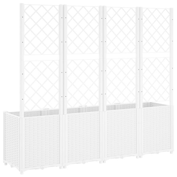 VidaXL fehér polipropilén rácsos kerti ültetőláda 160 x 40 x 140 cm