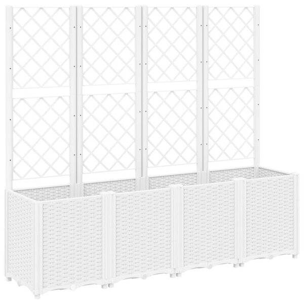 VidaXL fehér polipropilén rácsos kerti ültetőláda 160 x 40 x 140 cm