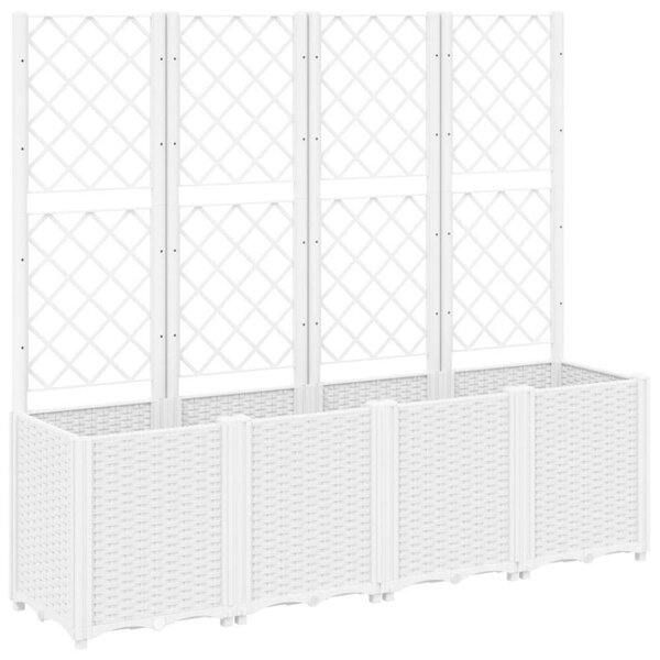 VidaXL fehér polipropilén rácsos kerti ültetőláda 160 x 40 x 140 cm