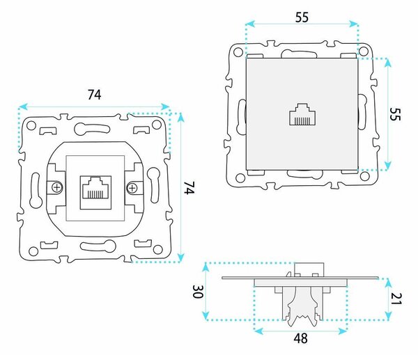 RJ45 Csatlakozóaljzat OSTE JNH010-S WHITE
