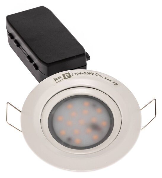 Paulmann Coin Slim LED beép. l. IP23 feh. 3 db-os, dimmelhető, Fehér / opál, Nappali / Étkező, Alumínium