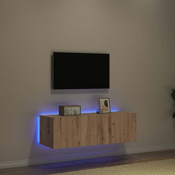 TV Fali Szekrény 100 x 35 x 31 cm Artisan tölgy Szerelt Fa