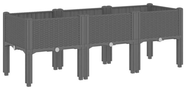 VidaXL fekete PP rácsos kerti ültetőláda 120 x 40 x 42 cm