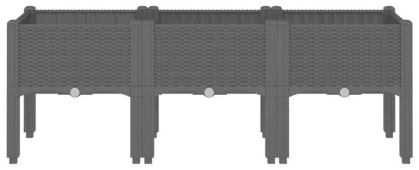VidaXL fekete PP rácsos kerti ültetőláda 120 x 40 x 42 cm