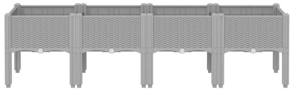 VidaXL világosszürke PP rácsos kerti ültetőláda 160 x 40 x 42 cm