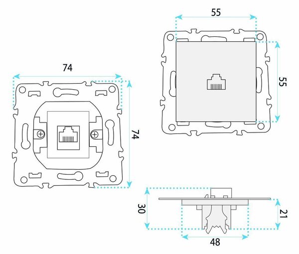 RJ45 Csatlakozóaljzat OSTE JNH010-S GREY