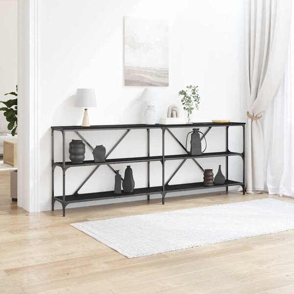 Konzolasztal Fekete tölgy 200 x 30 x 75 cm Szerelt Fa