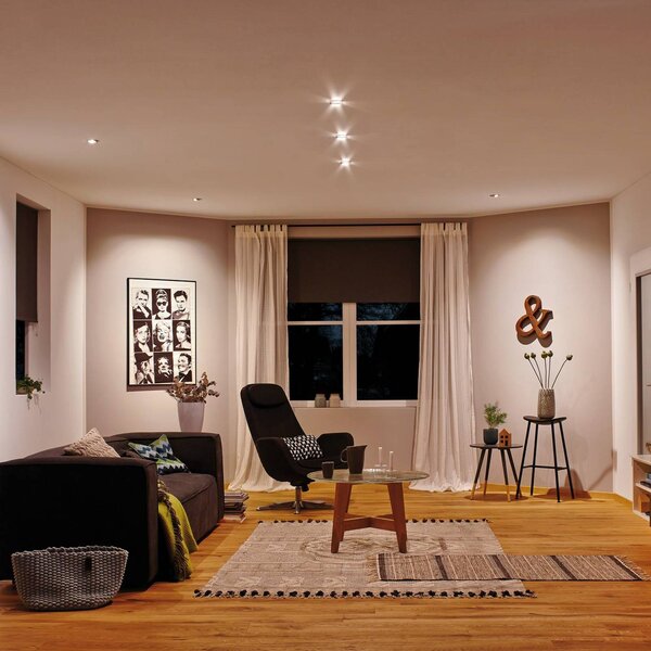 Paulmann Nova Coin LED spotlámpa, 3 darab, fekete, forgatható, 2700 K, Fekete, Folyosó, Alumínium, Modern