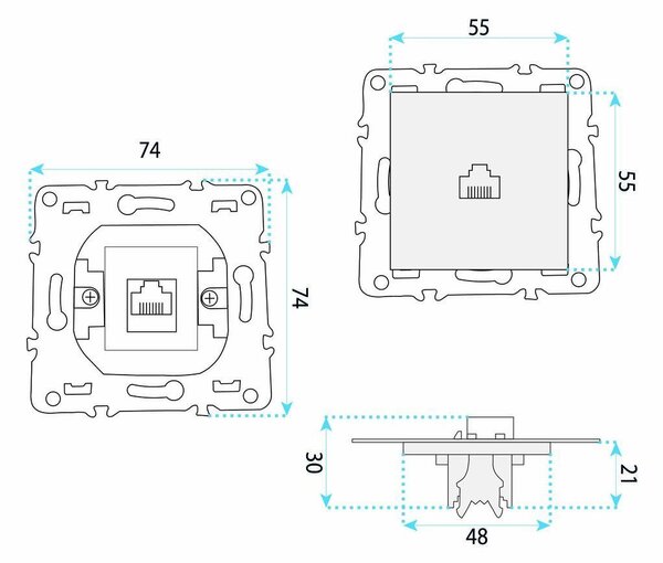 RJ45 Csatlakozóaljzat Kerettel OSTE JNH010-S WHITE