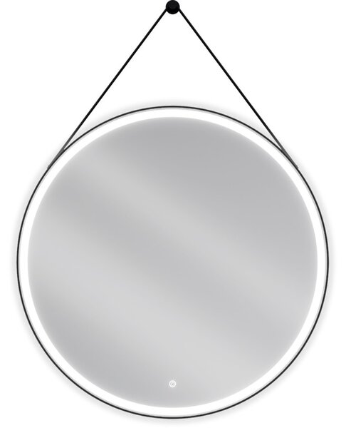 Mexen Reni, LED fürdoszobai tükör háttérvilágítással 90x90 cm, 6000K, fekete keret, páramentes, 9812-090-090-611-70