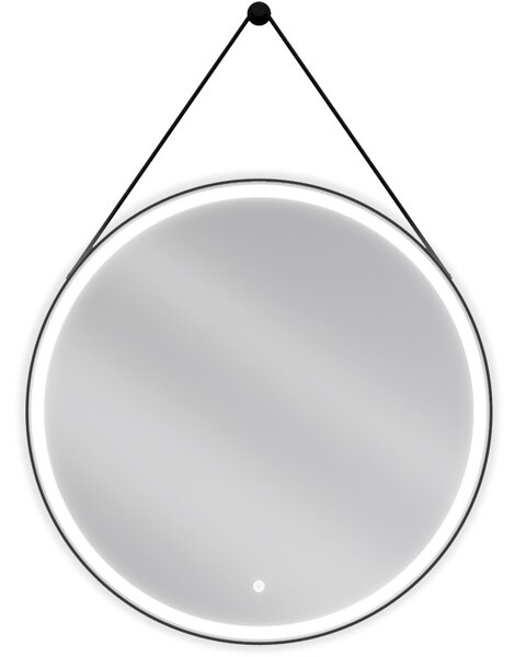 Mexen Reni, LED fürdoszobai tükör háttérvilágítással 80x80 cm, 6000K, fekete keret, páramentes, 9812-080-080-611-70