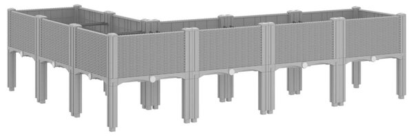 VidaXL világosszürke PP rácsos kerti ültetőláda 160 x 120 x 42 cm
