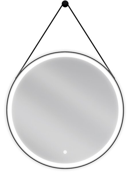 Mexen Reni, LED fürdoszobai tükör háttérvilágítással 70x70 cm, 6000K, fekete keret, páramentes, 9812-070-070-611-70