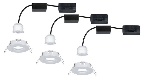 Paulmann Nova mini sülly. spot 3 db-os IP44 feh., Fehér / opál, Nappali / Étkező, Alumínium, Modern