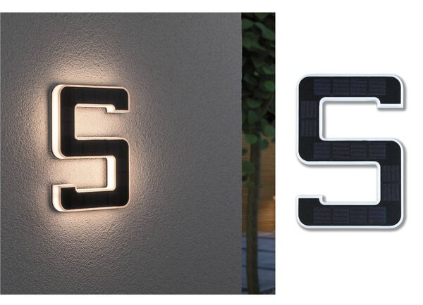 Paulmann LED Solar házszám 5, Fekete, Műanyag, Modern