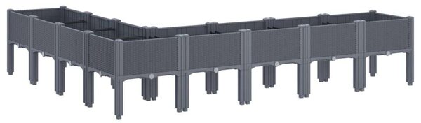 VidaXL szürke PP rácsos kerti ültetőláda 200 x 160 x 42 cm