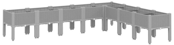 VidaXL világosszürke PP rácsos kerti ültetőláda 200 x 160 x 42 cm
