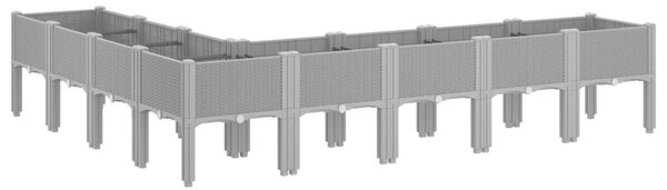 VidaXL világosszürke PP rácsos kerti ültetőláda 200 x 160 x 42 cm