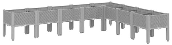 VidaXL világosszürke PP rácsos kerti ültetőláda 200 x 160 x 42 cm