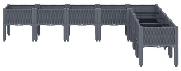 VidaXL szürke PP rácsos kerti ültetőláda 200 x 160 x 42 cm