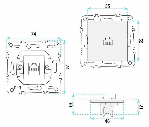 RJ45 Csatlakozóaljzat OSTE JNH010-S BLACK