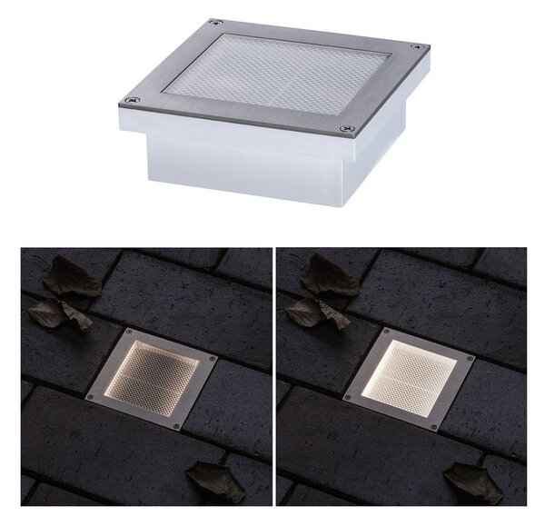 Paulmann PaulmannBrick LED padlósüllyesztett lámpa, 10x10cm, Alu / szürke / cink, Rozsdamentes acél, Modern