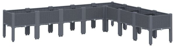 VidaXL szürke PP rácsos kerti ültetőláda 200 x 160 x 42 cm