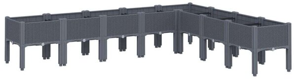 VidaXL szürke PP rácsos kerti ültetőláda 200 x 160 x 42 cm