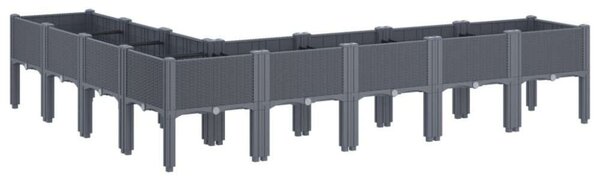 VidaXL szürke PP rácsos kerti ültetőláda 200 x 160 x 42 cm