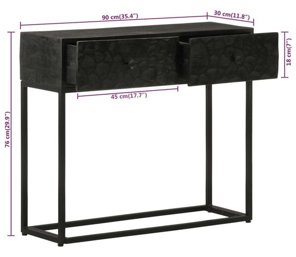 VidaXL Mangófa Tálalóasztal - Fekete - 90x30x76 cm