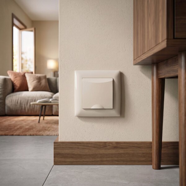 Egyszeres földelt aljzat és fedéllel kerettel OSTE JNH005-G Beige
